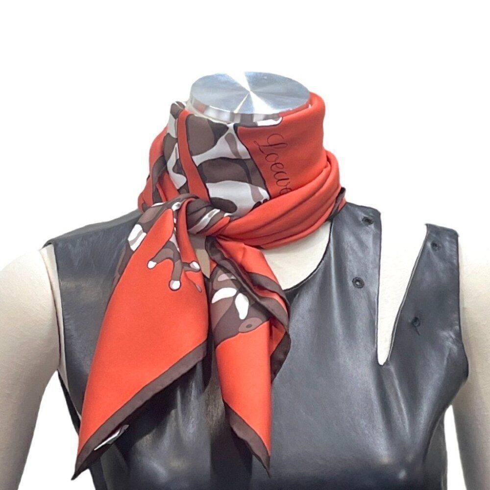 Loewe multicolor Square silk scarf reptile Orange Brown White - Picture 4 of 4